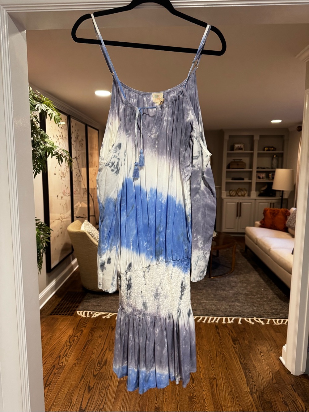 Surf Gypsy Blue and White Tie-Dye Maxi Dress